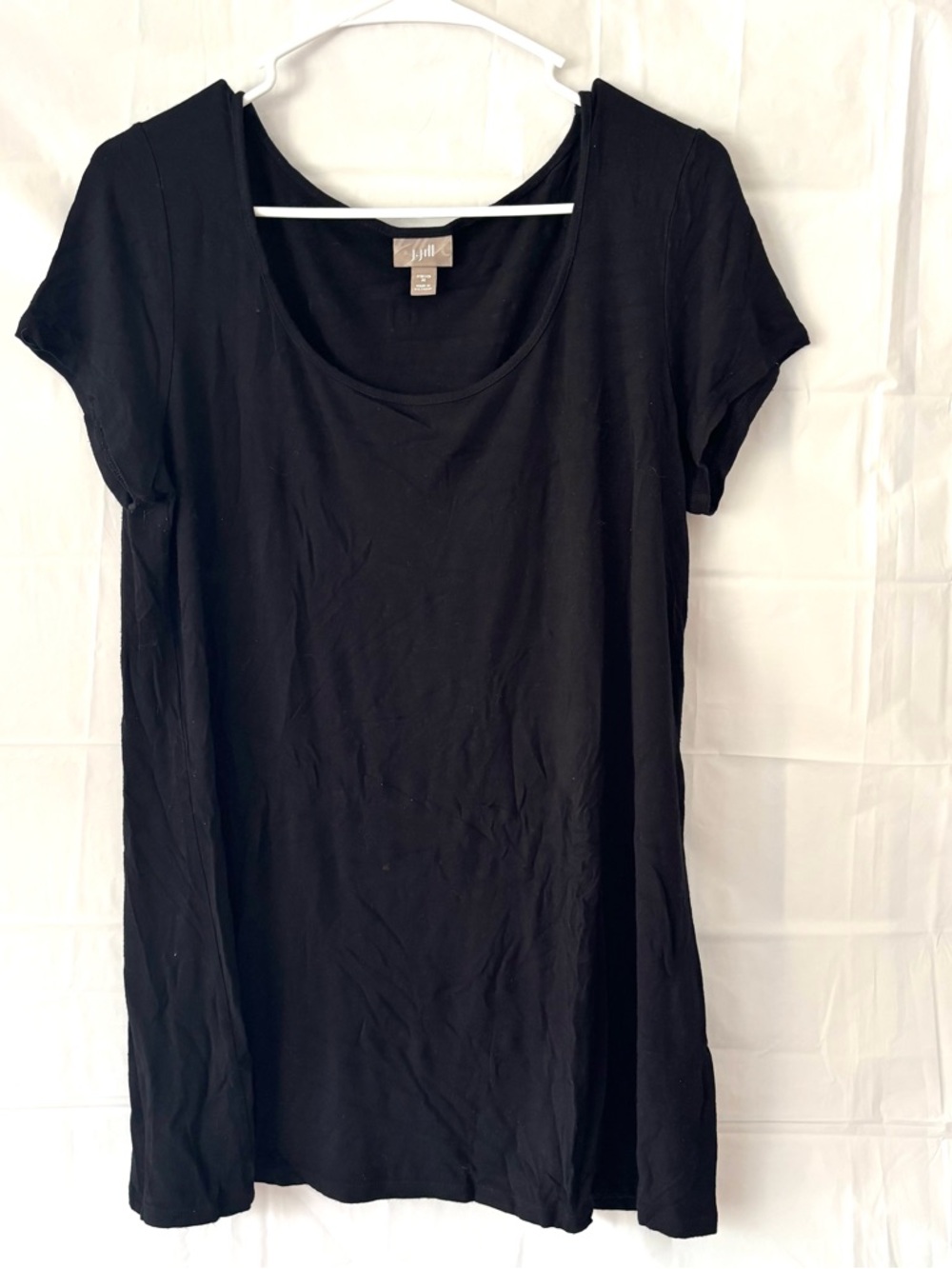 NWOT J. Jill Black Scoop Neck Elliptical Stretch Tee Tunic SZ M
